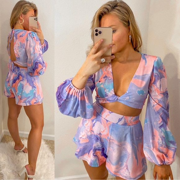 LUXXEL Marble shorts NWT - Picture 6 of 6